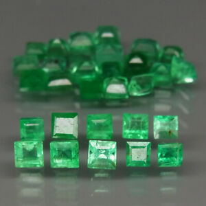 Square 2 to 3.2 mm.OUTSTANDING! Real Natural Columbian Emerald 31Pcs/3.11Ct.