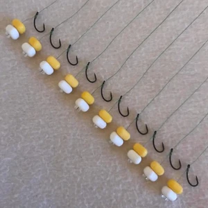 10 X KD HAIR RIGS PRE LOADED EACH WITH x2 POPUP CORN/NITE GLOW CORN FLYNSCOTSMAN - Picture 1 of 4