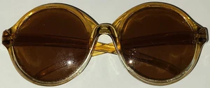 vintage 1970s Foster Grant brown plastic round frames lenses SUNGLASSES, USA - Picture 1 of 12