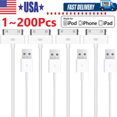 LOTE de cable de datos de carga USB de 3 pies y 30 pines para iPad 1/2/3 iPod Nano 1-6 Foto 1 de 4