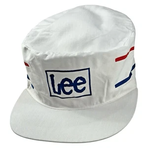 Vintage 1970s LEE Company Brand White Cotton Painter's Cap Hat Denim Blue Jeans - Afbeelding 1 van 8
