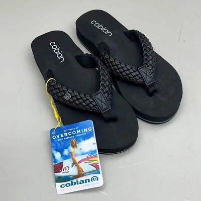 Sandalias COBIAN de cuero sintético de rebote trenzado para mujer talla 6 EU 35,5 negras BRB10 Foto 1 de 4
