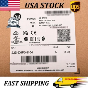 NEW Sealed Allen-Bradley 22D-D6P0N104 PowerFlex 2.2kW 3Hp AC Drive 22DD6P0N104 - Picture 1 of 6