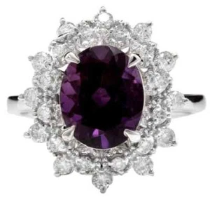 Natürlicher Amethyst und Diamanten Halo Cocktail Ring 14K massiv weißgold Ring - Bild 1 von 7