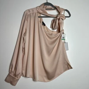1 State Dramatic Pause One Shoulder long sleeve Blouse Blush Frost Size Large - Picture 1 of 7