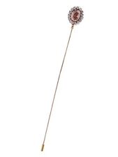 Women's Hat Pin Amber Crystal Rhinestone Zircon Golden Lapel Stick Pin Brooch...