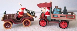 2 VNTG HALLMARK ORNAMENTS "HERE COMES SANTA"~"HAPPY HAULIDAYS"~VGC~NO BOXES - Picture 1 of 6