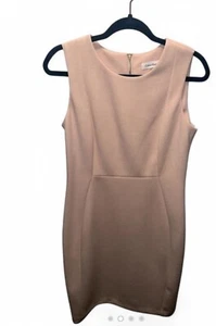 Calvin Klein, cream, blush pink faux suede dress, knee length Size 8 - Picture 1 of 5