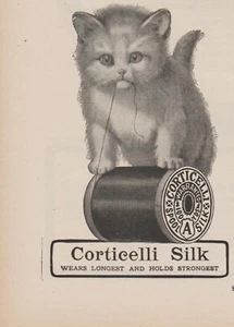 Corticelli Spool Silk Cat Advertising Sewing Thread spool Original 1906 Kitten - Picture 1 of 1