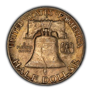 1949-D 50c Franklin Half Dollar - Luster - Stg Strike - Colorful Toning - H2649 - Picture 1 of 6