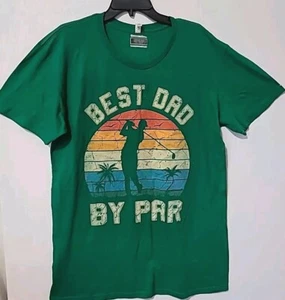 Design By Humans Best Dad (Golf)T-Shirt Men's Size XL Green Cotton Tee - Picture 1 of 6