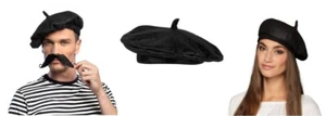 Black Beret for Unisex Fancy Dress French Man / Woman Fancy Dress Mime etc - New - Picture 1 of 4
