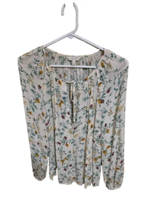 Blusa transparente Lucky Brand flores rojas y amarillas talla XS - Imagen 1 de 2