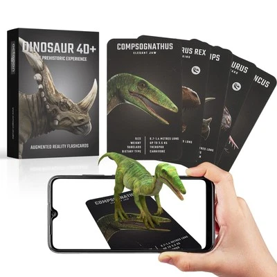 Карточки дополненной реальности Dinosaur 4D+ — 20 карт динозавров + бесплатное приложение дополненной реальности - Изображение 1 из 4