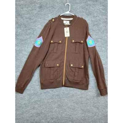 Chaqueta marrón de inspiración militar con parches y detalles dorados XL Foto 1 de 4