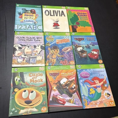 Leap Frog Tag, Lot Of 9 x Books, Cars, Little Mermaid, Diego, Olivia, BL12 - image 1 of 4