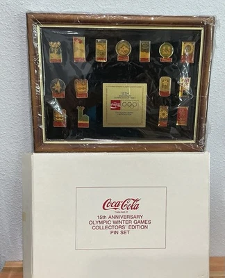 Coca Cola 15th Anniversary Olympic Winter Games Collectors Edition Pin Set New - Image 1 of 4