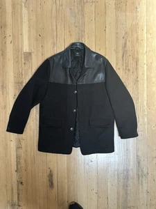 Barney’s Men’s Wool And Leather Jacket Golden Bear XL New - Picture 1 of 12