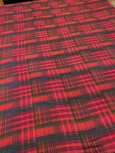 April Cornell Square Red Green Blue Plaid Fringe Tablecloth 47" x 47" - Picture 1 of 4