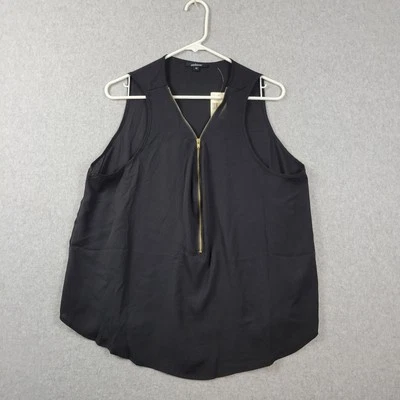 Blusa sin mangas Ambiance negra 3/4 dorada cremallera fluida para mujer Plus 1XL  Foto 1 de 4