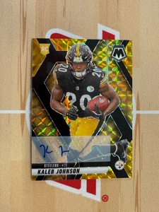 2025 Panini Mosaic KALEB JOHNSON CHOICE BLACK GOLD Rookie RC AUTO 4/8 Steelers - Bild 1 von 2