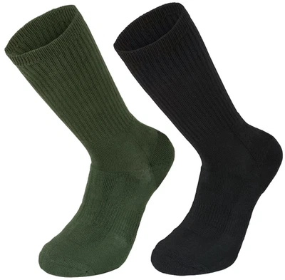 Highlander Crusader Military Style Work Socks Cushioned Cotton Black Olive soc82 - Image 1 of 3