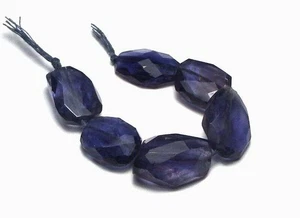 6 piezas Cuentas focales pepita facetadas IOLITA AZUL 13-16 mm NATURAL - Imagen 1 de 2