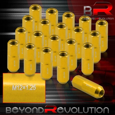 For Nissan 20-Pieces M12 X1.25 Gold 60MM Extended Open Ended Wheel Rim Lug Nuts - Image 1 of 3