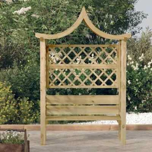 Gartenpergola mit Dach und Bank Kiefernholz Imprägniert - Bild 1 von 8