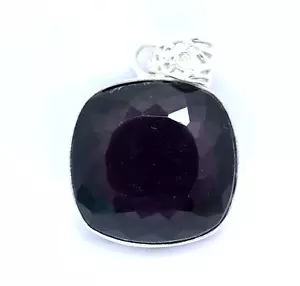 87 Ct Purple Topaz Cushion Shape 925 Sterling Silver Jewelry Gemstone Pendant - Picture 1 of 7