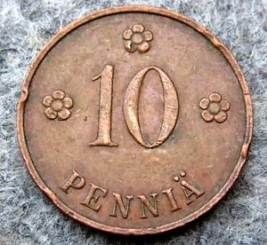 FINLAND 1938 10 PENNIA, COPPER - Picture 1 of 6