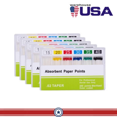 10Pack AZDENT Dental Endodontic Absorbent Paper Point Taper 0.02 15-40# - Image 1 of 4