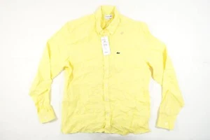 LACOSTE CH5692 YELLOW XL 44 100% LINEN BUTTON FRONT SHIRT MENS NWT NEW - Picture 1 of 8