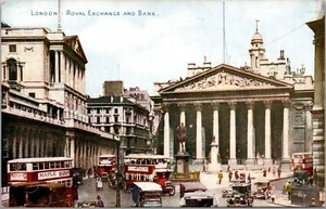 Royal Exchange and Bank London England Postcard - Picture 1 of 2