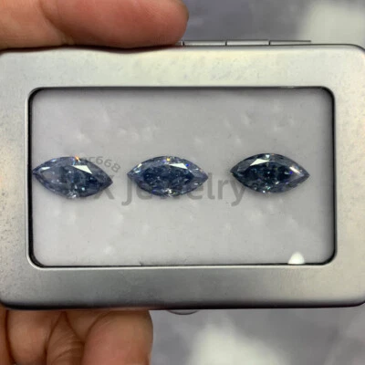 Blue Moissanite Stone Marquise Cut Loose With Certificate Pass Diamond Tester - Image 1 of 4