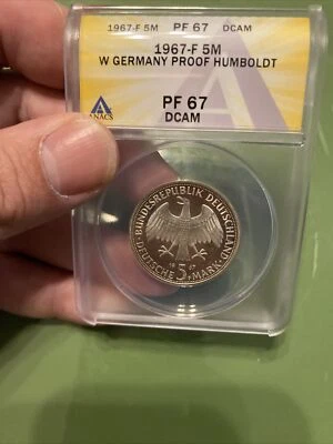 1967-f germany Humboldt 5 mark humboldt pf67 dcam proof deep cameo Silver Scarce - Image 1 of 4