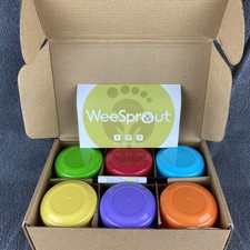WeeSprout Plastic Baby Food Storage Jars, Set Of 12, 4oz. Jars Multicolor Lids