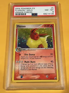2005 Pokemon EX Unseen Forces Flareon Holo Rare #5/115 PSA 8 NM MINT - Picture 1 of 2