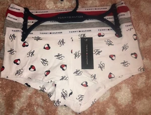 TOMMY HILFIGER 3 PACK BOYSHORT Hearts Flag Logo UNDERWEAR WOMEN'S Small NWT - Picture 1 of 7