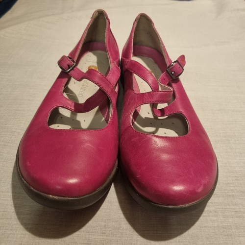 Scarpe Clarks Mary Jane donna 5 5 D rosa pelle piatta destrutturata cinturino incrociato