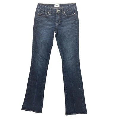 Paige Jeans Women's 27 Blue Flare Manhattan Dark Wash Low Rise Stretch Denim - Image 1 of 4