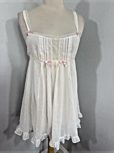 Betsey Johnson Slip Dress Womens S Whit Ruffle Babydoll Ethereal Fairycore Y2K - Picture 1 of 8