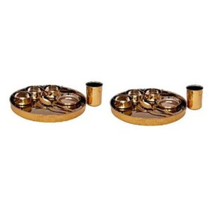 Indian Traditional Steel Brass Thali Set For Serveware & Dinnerware Set Of 2 - Picture 1 of 5
