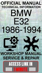 MANUALE OFFICINA UFFICIALE GUIDA ASSISTENZA E RIPARAZIONE PER BMW E32 1986-1994 - Foto 1 di 1