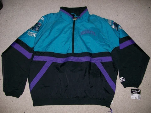 NEW RARE OG Vintage 90s XL Charlotte Hornets NBA Starter Pullover Jacket Zip Cover