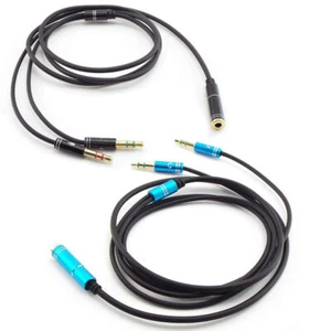 3.5mm 1 Female to 2 Male Y Splitter Audio Aux Extension Cable Microphone Headset - Picture 1 of 12
