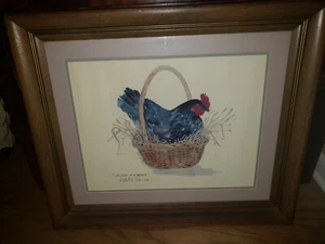 "Robert A. Fleming ""Chicken in a Basket"" 1980 enmarcado usado cuadro vintage - Imagen 1 de 3