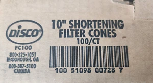 (2 Pack) DISCO 10" Shortening Filter Cones, FC100, Packed ~ 100/Box - Picture 1 of 2