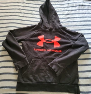 Under Armour Black/Red Logo Unisex Youth Kids Hoodie Sweatshirt Pocket Loose M - Picture 1 of 7