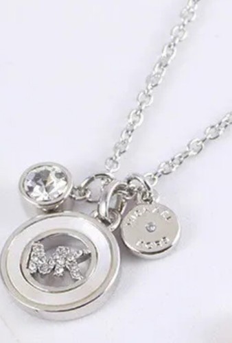 Collana Michael Kors argento intarsiato conchiglia madre conchiglia logo Mk MKJ7768040 $135